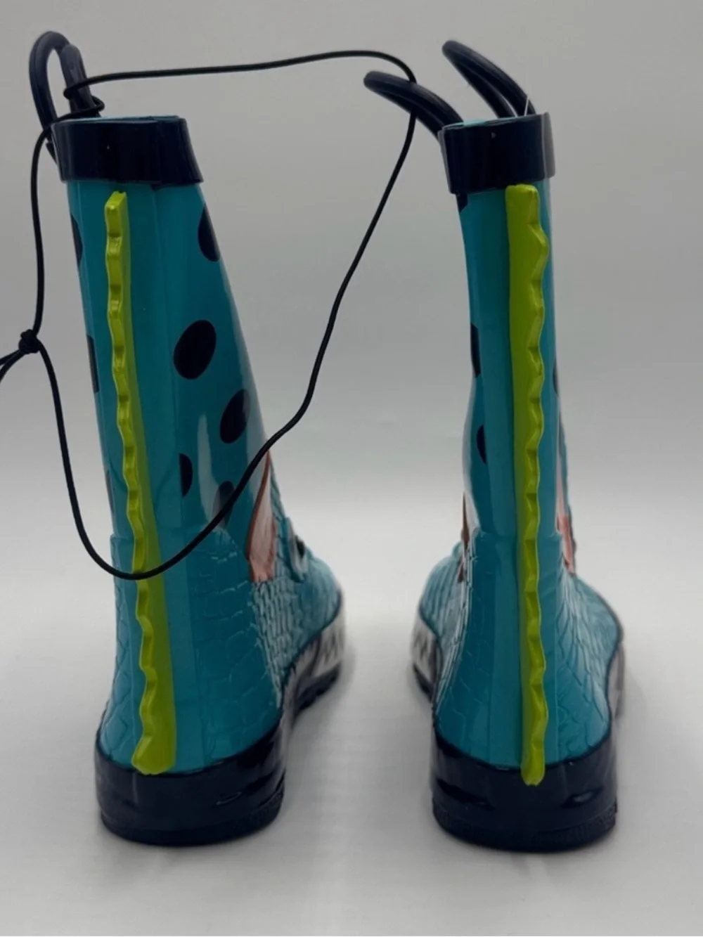 Kids Blue Monster Rain Boots with Playful Polka Dot Design